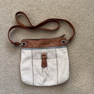 Cream and Brown Crossbody Shoulder Bag - Lightweight Everyday Purse